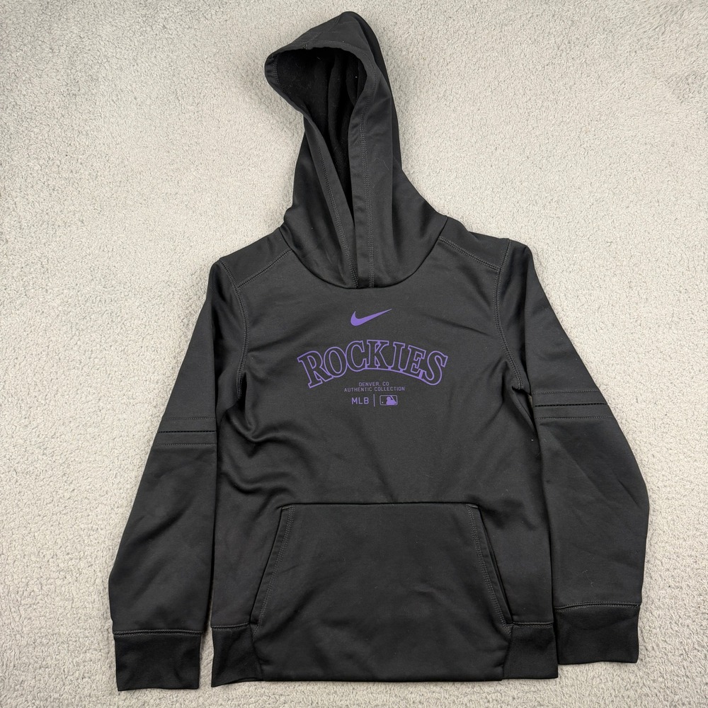 Nike Colorado Rockies Hoodie Youth Kids Small Black MLB Therma-FIT Pullover